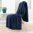 thumbnail image 2 of Chanasya Super Soft Cable Knit Acrylic Faux Fur Reversible Throw Blanket - Plush Solid Sherpa Cozy Blanket for Bed Sofa Chair Couch Cover Living Bed Room Blanket (50x65 Inches) Blue, 2 of 3