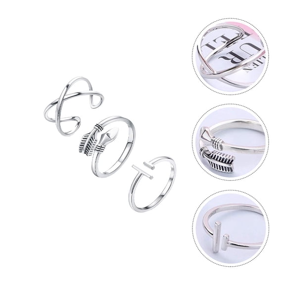STRANDCHIC 3-Piece Silver Adjustable for Women, Simple and Elegant Design