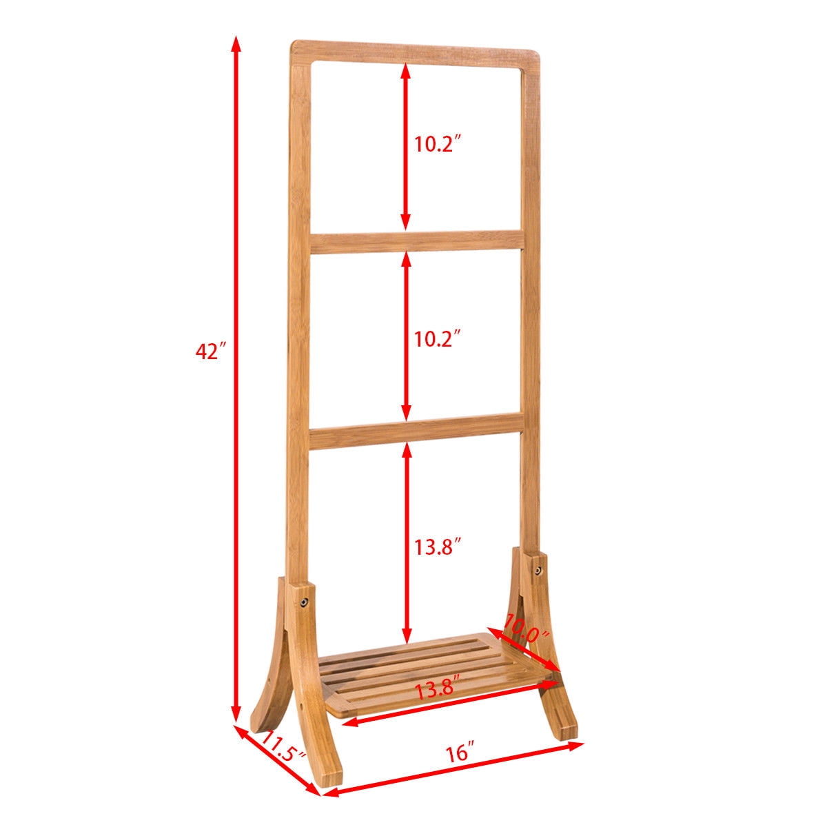 3 TIER TOWEL RAIL BATHROOM FREE STANDING STAND HOLDER BAMBOO FLOOR LIGHT WEIGHT