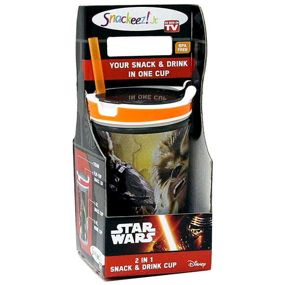 Star Wars 7 Snackeez Jr. - Boisson Gobelet Chewbacca avec Collation (Tasse Noire avec Bord Orange)