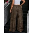 thumbnail image 3 of Ladies' Plus Size Friendly High Stretch Leopard Print Wide Leg Jeans, Retro Denim Trendy Leopard Print Pants, 3 of 6