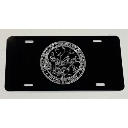 Florida FL State Flag Seal Diamond Etched Engraved Car Tag Metal License Plate
