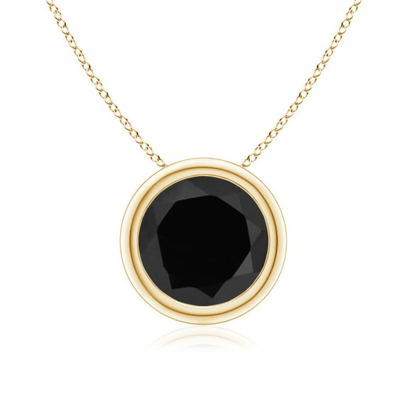 Black Onyx Color Round Pendant - Yellow Gold Plated Gift