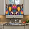 thumbnail image 2 of Yayeee Kitchen Curtains Tier Pair Light Filtering 27"x36" Rod Pocket Short Cafe Window Panel, Futuristic Circles, 2 of 7