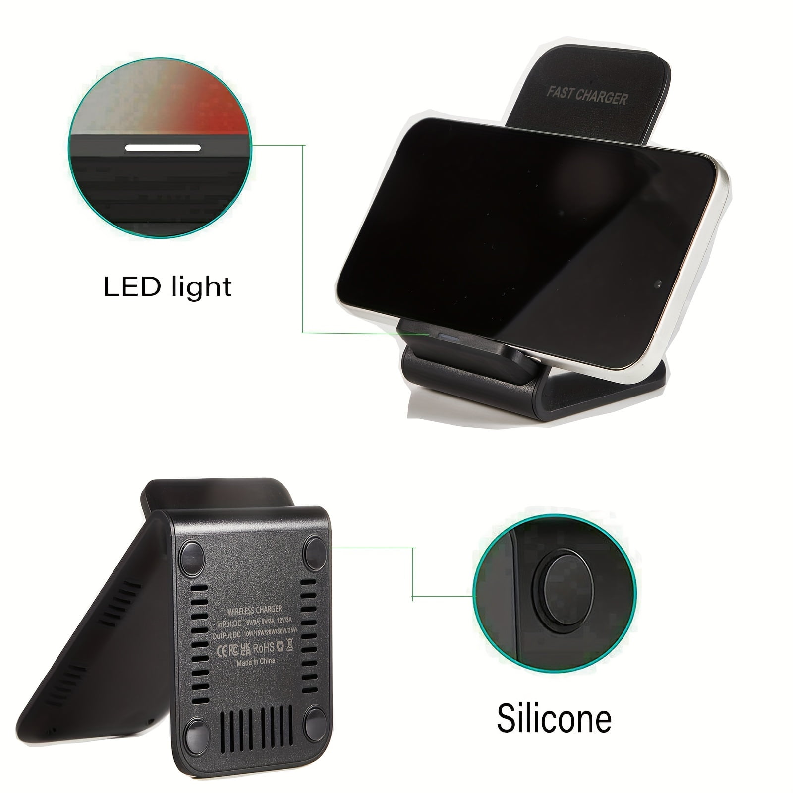 30W Fast Wireless Charger Stand Dock for Apple iPhone 16/15/14/13/12/11 Pro Max S24 S24+ S23 S23+ S22 S22+ S21 S21+ S20 S20+ Android Phones US