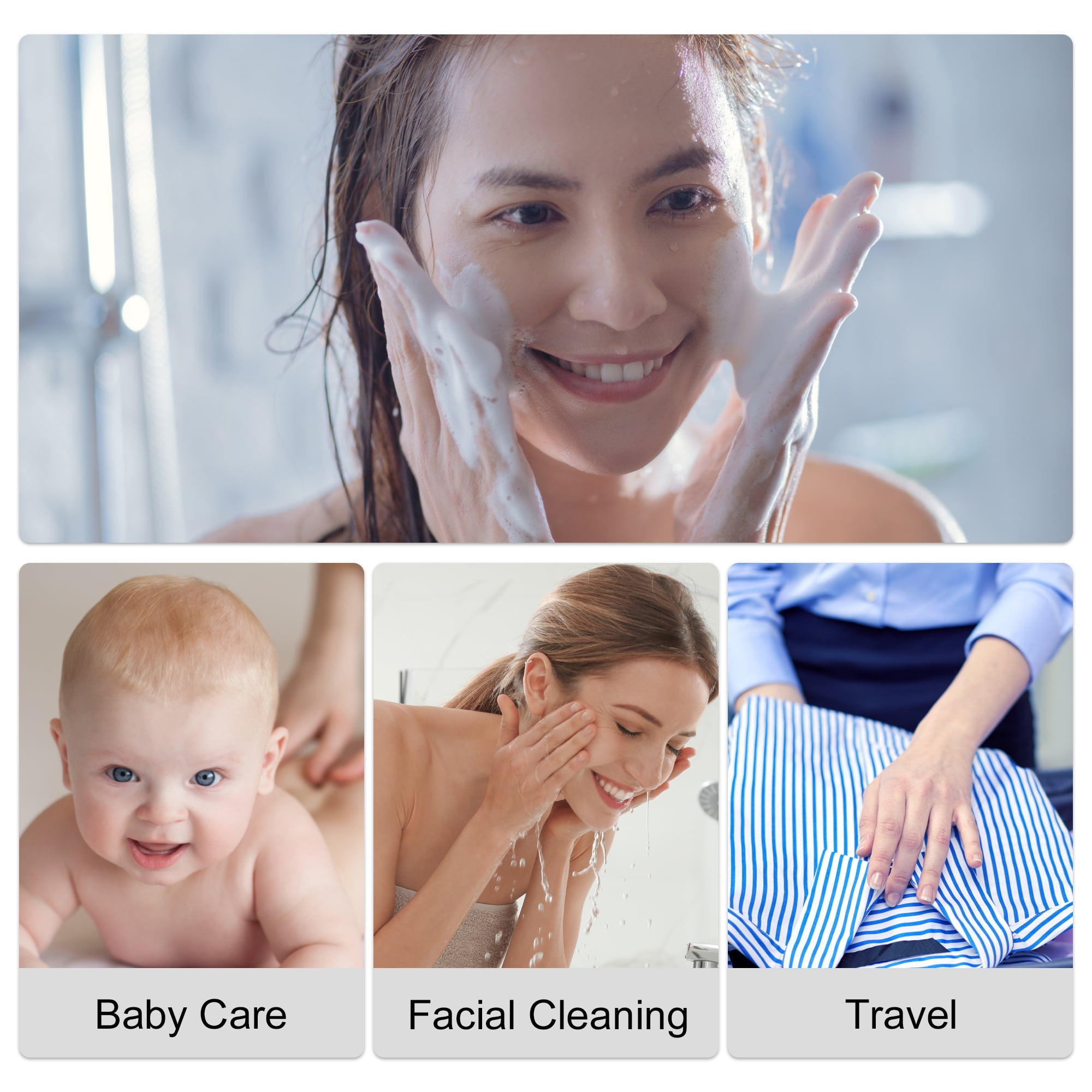 Unique Bargains Pack of 60pcs Disposable Face Towel Tissue Wet and Dry White 7.87"x7.87"