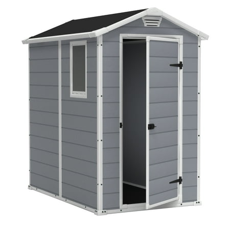 Keter Manor 4' x 6' Resin Storage Shed, All-Weather Plastic Outdoor Storage, (Best Foundation For Plastic Shed)