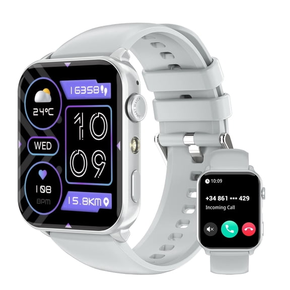 Blackview 1.91" Men Women's Smartwatch,with Answer/Make Calls/100 Sports Modes/AI Voice,IP68 Waterproof,Fitness Tracker Fits for Android iPhone,Silver