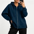 thumbnail image 5 of Iyufng Women's Full Zip Hoodie Jackets, Drawstring Long Sleeve Oversized Loose Hooded Sweatshirt Coat with Pockets for Fall Winter Casual Daily Outfits, 5 of 6