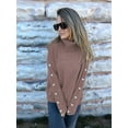 thumbnail image 5 of Women'S Oversized High Neck Chunky Pullover Cowl Neck Long Sleeve Winter Slouchy Loose Knit Sweaters Dark Brown XL, 5 of 8