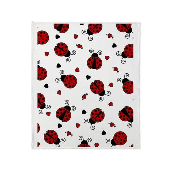 CafePress - Cute Red Ladybug And Hearts Print Throw Blanket - Soft Fleece Throw Blanket, 50"x60" for All Ages