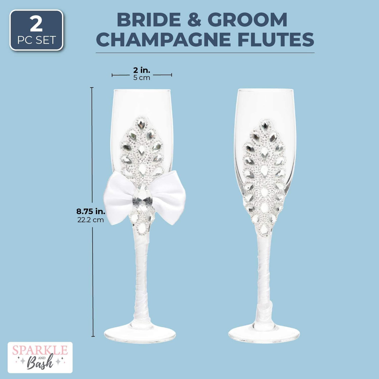 Champagne Flutes Set of 2, Bride and Groom Crystal Champagne Glasses  Engraved Infinity Heart Embelli…See more Champagne Flutes Set of 2, Bride  and