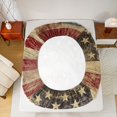 thumbnail image 4 of Manfei Vintage Bass Fish Fitted Sheet Full, Rustic American Flag Bed Set, Red Navy Beige, 3pcs, 1 Fitted Sheet and 2 Pillowcases, 4 of 6