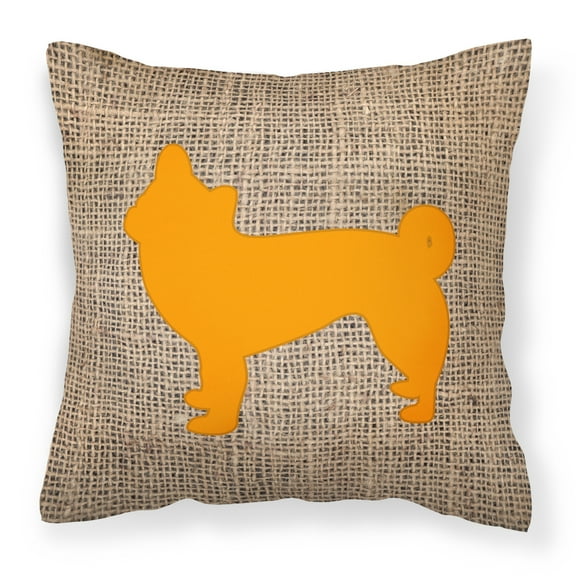 Dog Silhouette Burlap Fabric Decorative Pillow