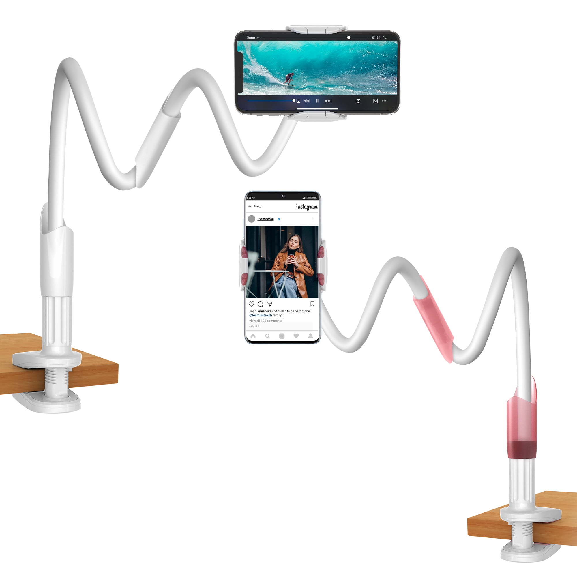 Purely Gooseneck Phone Holder Flexible Arm Cell Phone Stand for Desk
