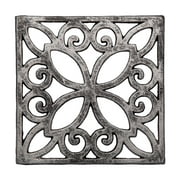 Decorative Cast Iron Trivet For Kitchen Or Dining Table | Square with Vintage Pattern - 6.5 x 6.5" | With Rubber Pegs/Feet - Recycled Metal | Vintage, Rustic Design | by Comfify