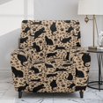 thumbnail image 2 of Renewold Black Cat Paw Leopard Print Stretch Recliner Chair Cover Washable Couch Cover Recliner 4 Pieces Polyester Spandex Reclining Slipcover Furniture Protector for Reclining Sofa, 2 of 8