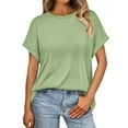 thumbnail image 1 of WEIYLL Tshirts Shirts for Women Basic Loose Fit Crewneck Summer Solid Color Light Green Tees Sizes M, 1 of 6