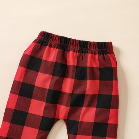 

nsendm 6t Girls Outfits Toddler Baby Kids Girls Suit Christmas Letters Prints Long Sleeve Top Plaid Cutest Outfits for Teens Childrenscostume Red 0-6 Months