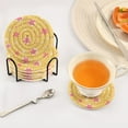 thumbnail image 3 of Yayeee 6 PCS Drink Coasters with Holder Set Woven Absorbent Round Tabletop Hot Pad, Yellow Stars, 3 of 7