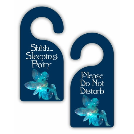 Fairy Hanger (Sleeping Fairy - Novelty - Girls Room Door Sign Hanger - Double Sided - Hard Plastic - Glossy)