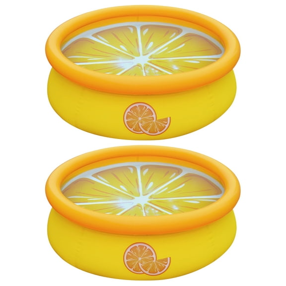 JLeisure 5 Ft 3D Orange Inflatable Outdoor Swimming Kiddie Pool (2 Pack)