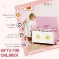 thumbnail image 4 of Sesslife Kids Toy Box for Boys Girls, Wood Kids Storage Organizer with Safety Hinged-Lid and Storage Bench, Cute Toy Chest for Living Room, Toddler Room, Bedroom, Aged 3+, Pink, 4 of 7
