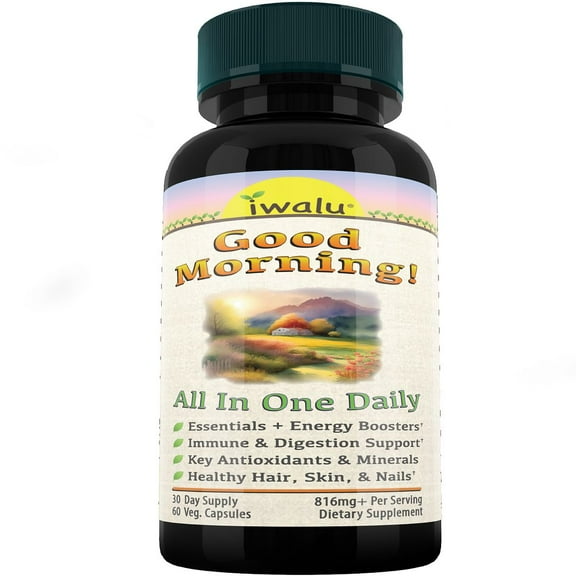 iwalu GoodMorning Women's Daily Multivitamin | All in One Vitamins Minerals Botanicals Complex | A D3 B Complex Magnesium Cinnamon Saw Palmetto - for Active Adults | 60 Capsules | NSF Certified USA