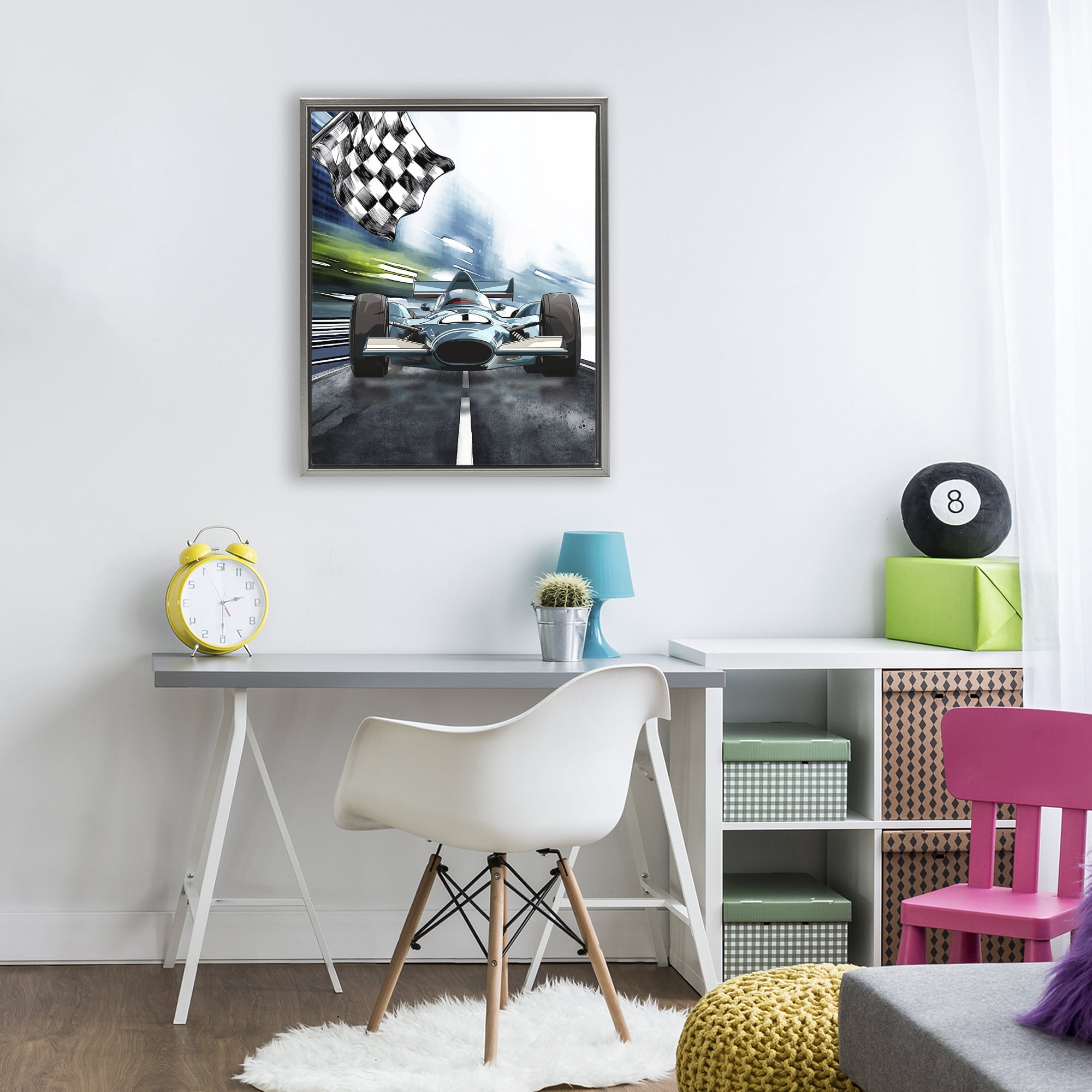 Stupell Industries Racecar Set Go Gray Framed Floater Canvas Wall Art, design by Christine Simpson Art