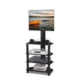 thumbnail image 3 of LivEditor Height Adjustable 4-Tier Tempered Glass Metal Frame Floor TV Stand, 3 of 5