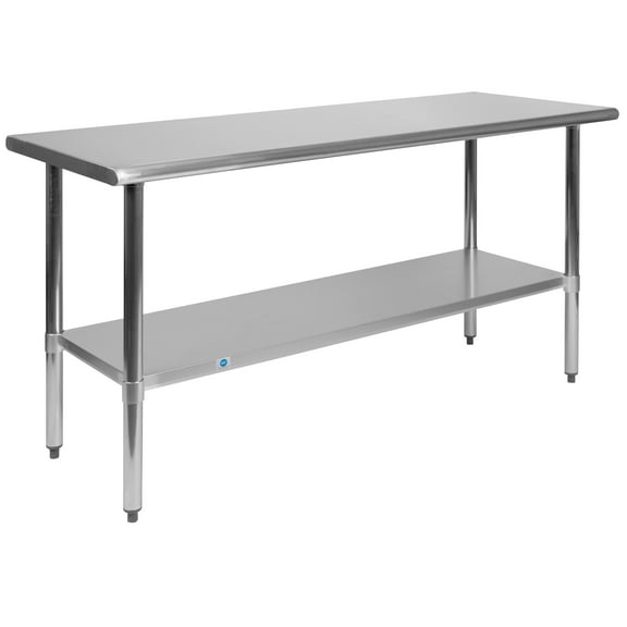 Flash Furniture NSF Certified Stainless Steel Kitchen Prep and Work Table, 60"W x 24"D x 34.5"H