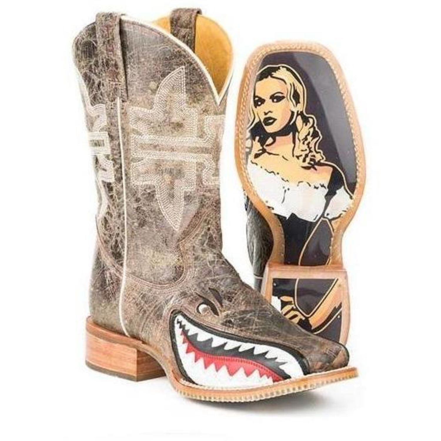 Men s Tin Haul Toastin A Gnarly Shark Boots With Beer Girl Sole