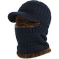 thumbnail image 3 of TAGVO 2 Pack Winter Knitted Balaclava Beanie Hat Warm Cycling Ski Mask, Women Windproof Hood, Balaclavas Heavyweight Thermal Fleece, Black&Navy Blue, 3 of 8