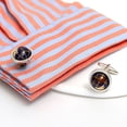 thumbnail image 3 of Gemelos de lujo con forma de globo esmaltado para hombre, diseño de tierra giratoria, 3 of 3
