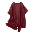 thumbnail image 2 of Cardigans for Women Summer Short Sleeve Open Front Ladies Elegant Cardigan Lightweight Casual Outerwear with Pockets Wine S, 2 of 7