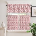 thumbnail image 6 of Red Curtain Valances Set Cycling Pattern People Animal Plant Kitchen Curtains 36&nbsp;inch Length Rod Pocket Valance and Tiers 3 Piece Set Small Bedroom Bathroom Laundry Decor, 6 of 9