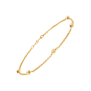 Women's Welry Beaded Shimmer Rolo Chain Anklet in 10kt Yellow Gold, 9"