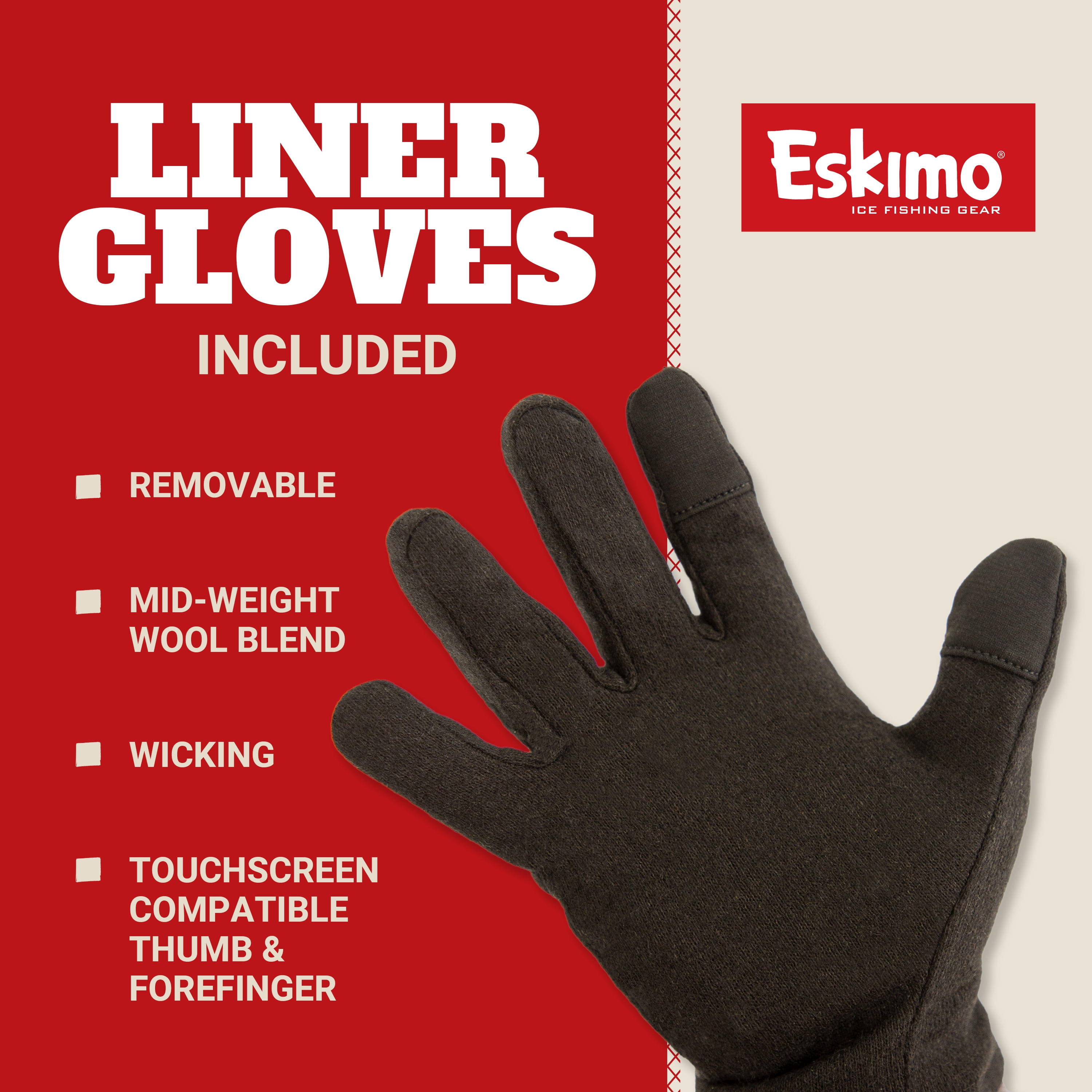 Eskimo 41591 Keeper™ Mitt with Liner Glove, Gloves, Unisex, Black/Plaid, X-Large/XX-Large