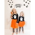 thumbnail image 2 of Girls 3 Piece Embroidered Pumpkin Skirt Leggings Halloween Outfit (6Y, Orange), 2 of 5
