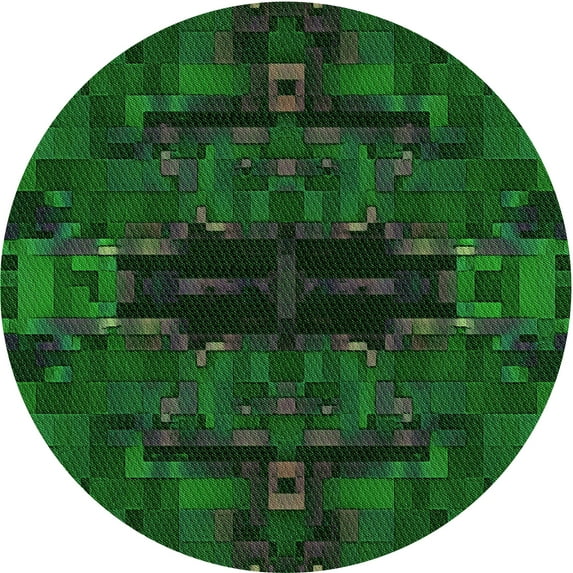 Ahgly Company Indoor Round Patterned Green Area Rugs, 3' Round