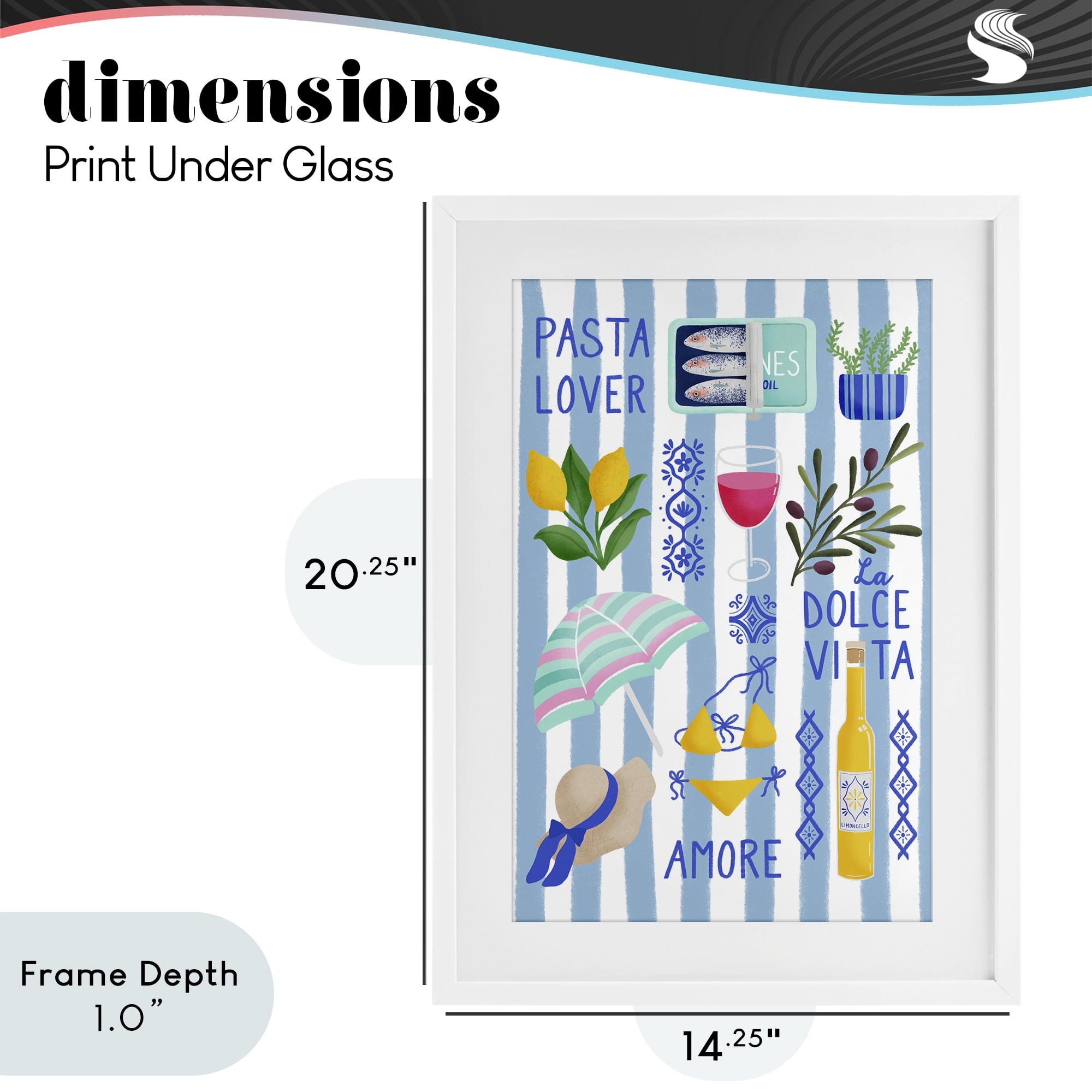 Stupell Industries Pasta Lover Mediterranean White Framed Print Under Glass, design by Metka Hiti