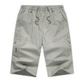 thumbnail image 2 of DDAPJ pyju Mens Big and Tall Workout Shorts Elastic Waist Drawstring Casual Athletic Straight Leg Shorts Cotton Ripstop Hiking Walking Fishing Shorts with Zipper Pockets Khaki XL, 2 of 3