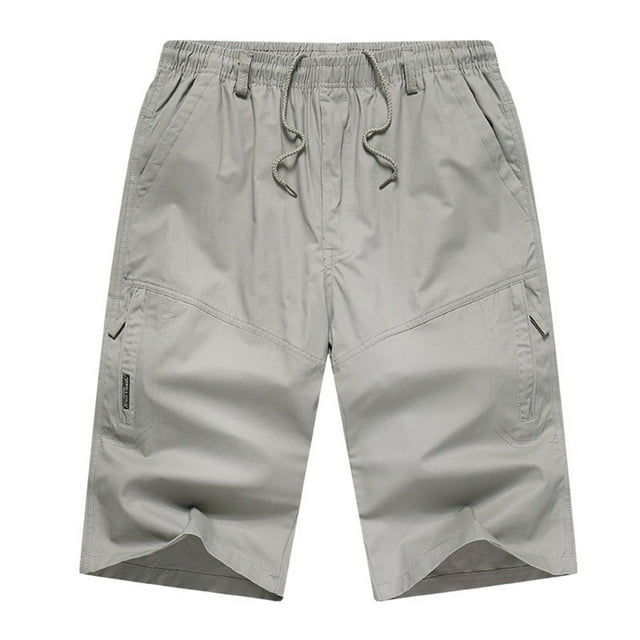 HOZADOIE Cargo Shorts for Men Summer Stylish Extra Plus Size Solid Color Button Zipper Waistband Versatile 5 Inseam Lounge Casual Shorts with Multiple Pockets