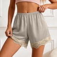thumbnail image 3 of Shorts Culotte for Women Elastic Waist Satin Lace Hem Loose Fit Lightweight Pettipants Pajama Shorts, 3 of 7