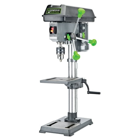 Genesis GDP1005A 10 in 5 Speed 4.1 Amp Benchtop Drill Press, Integrated LED Work Light, and 360° Table with 0-45° Tilt