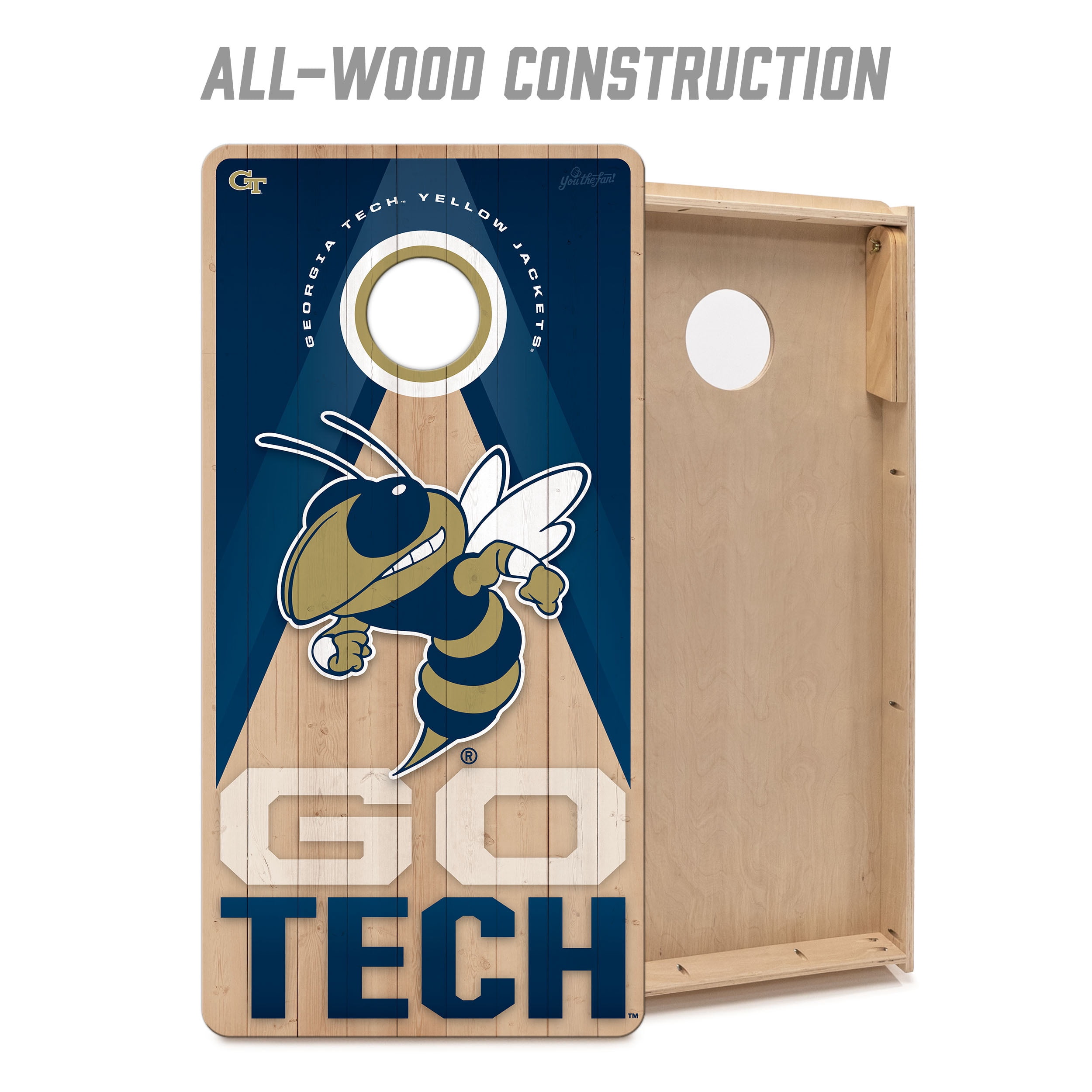 YouTheFan NCAA GT Yellow Jackets 2X4 Slogan Series Cornhole NO BAGS
