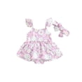 thumbnail image 1 of Faithtur Barboteuse Sans Manches pour Bébé Fille Imprimé Rabbit Décontracté Printemps Été Justaucorps + Bandeau Nœud, 1 of 9