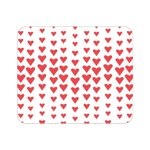 OTM Prints White Mouse Pad, Falling Hearts Red