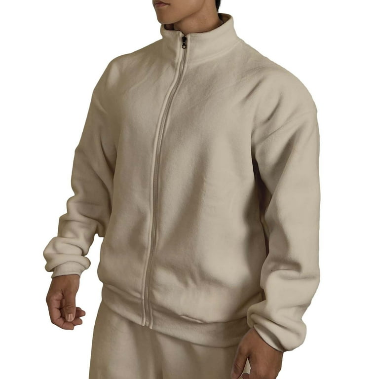 LLIMED Zip Up Sweatshirt Men No Hood Standing Collar Men's