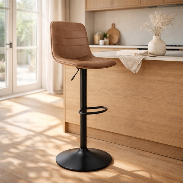 Silla Alta para Barra de Cocina con Altura Ajustable Banco Desayunador Elegante para Decoración del Hogar Fabricado 100% Poliéster y Tejido Transpirable